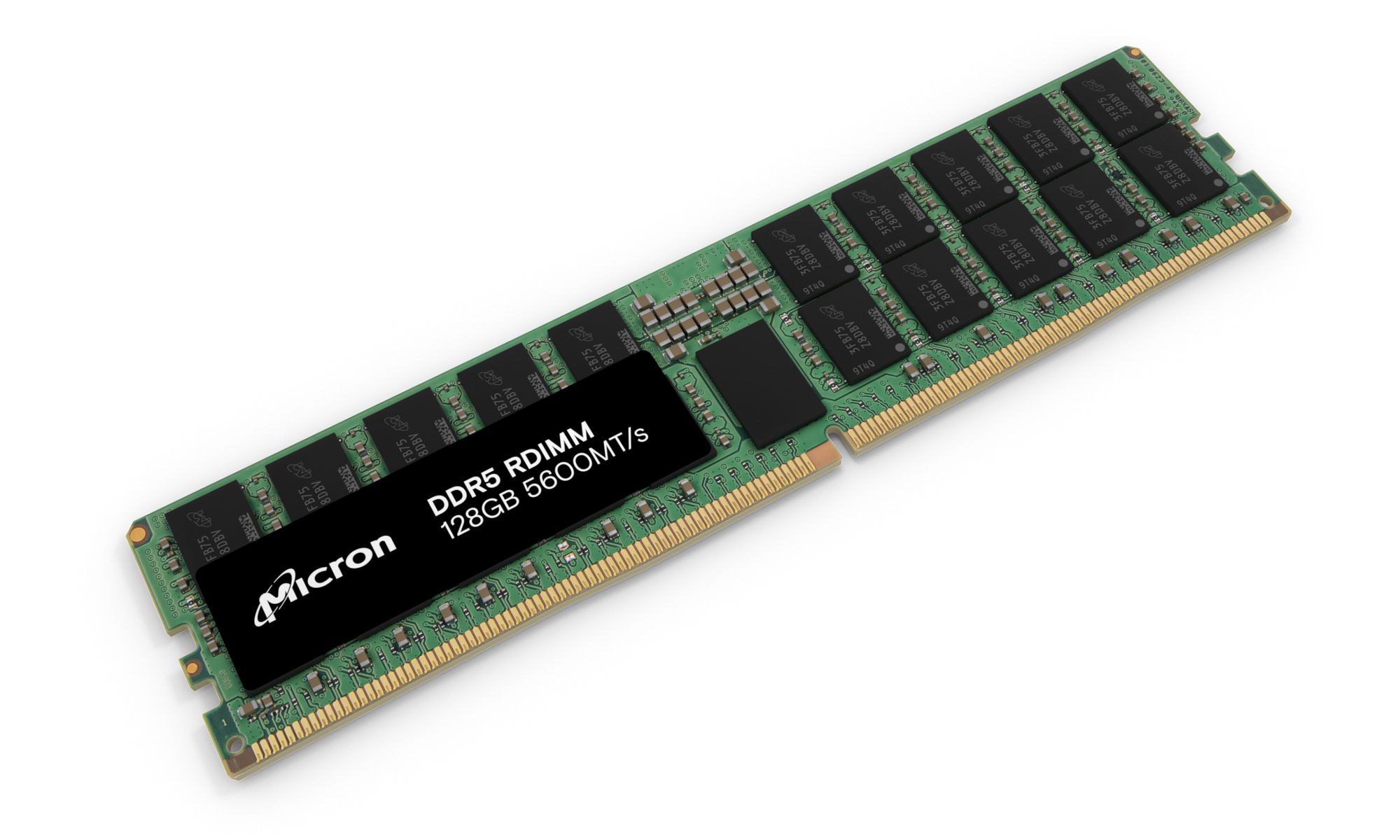 并排放置的美光 DDR5 RDIMM 96GB 和 128GB 模块