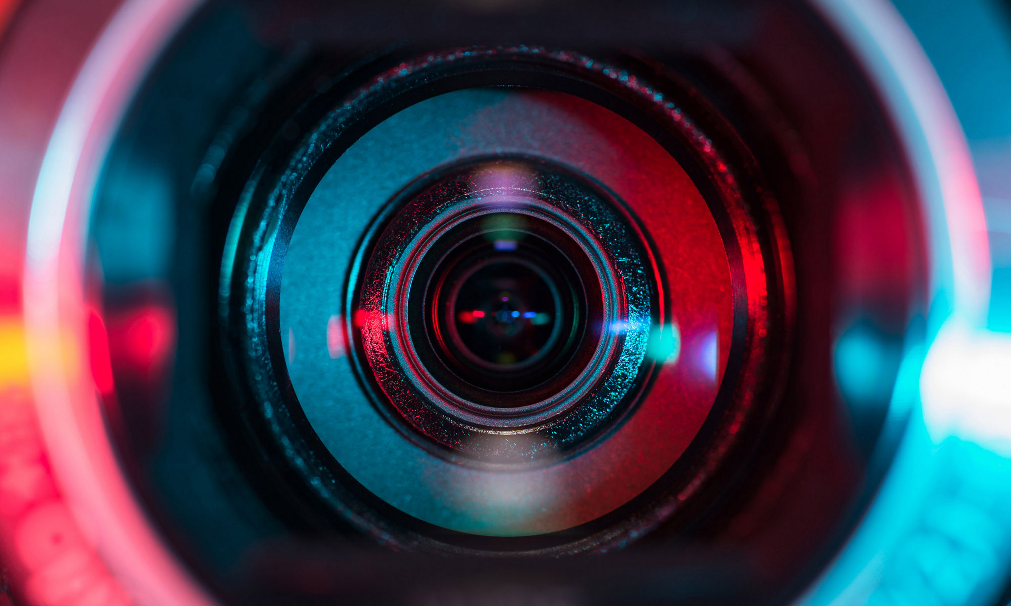 close up of surveillance camera lense